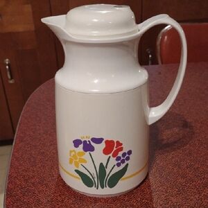 Helga Thermos No. 490 'Nina' Floral Print With White Lid 1984